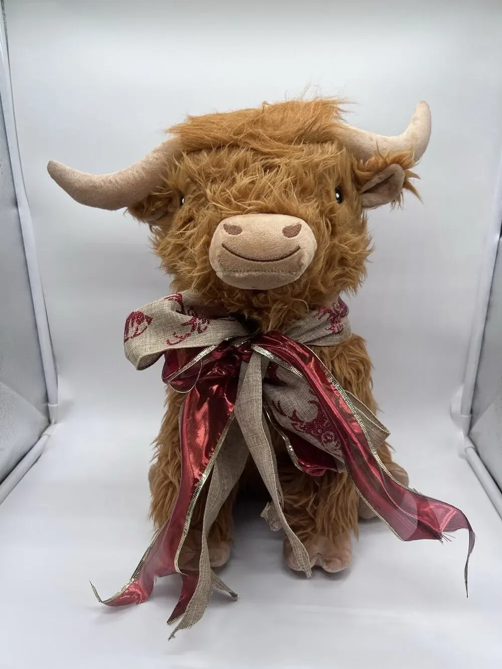 Multipet Highland Cow Plush Stuffed Dog Toy Squeaky Soft Plush 15”